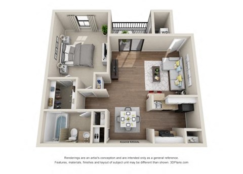 a floor plan of a 1 bedroom apartment